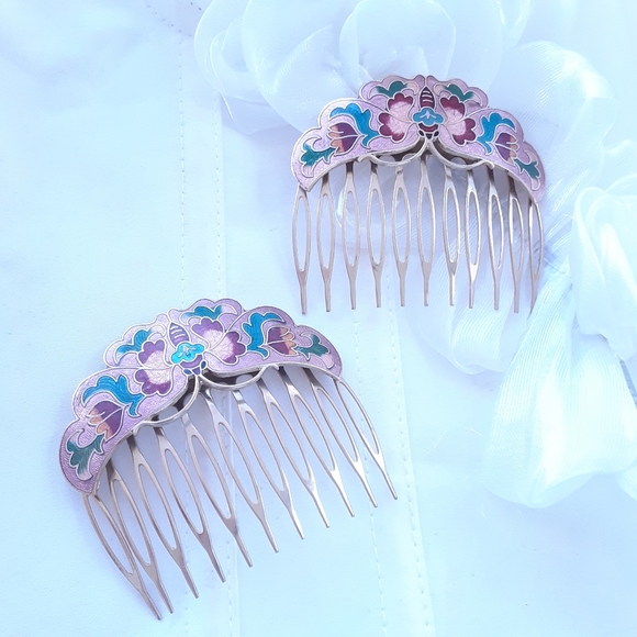 Accessories - Clissone Floral Enamel Hair Comb Set